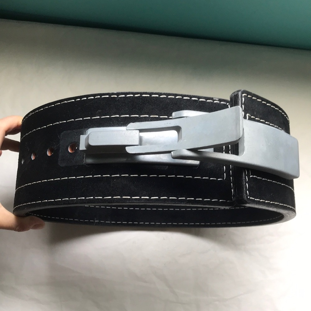 Black Leather Belt with Silver Buckle